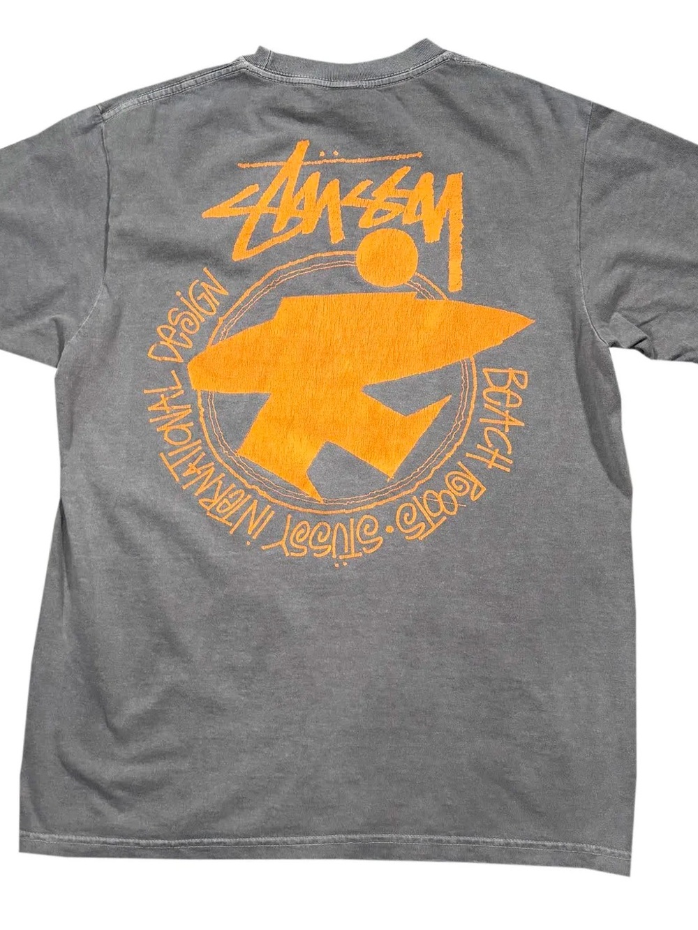 Vintage Stussy Beach Roots Grey / Orange T Shirt (Size M)